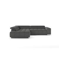 ECKSOFA mit verstellbaren Kopflehnen und Mikrofaser-Chenille - Chromfarben/Anthrazit, Textil/Metall (310/225cm) - Cotta
