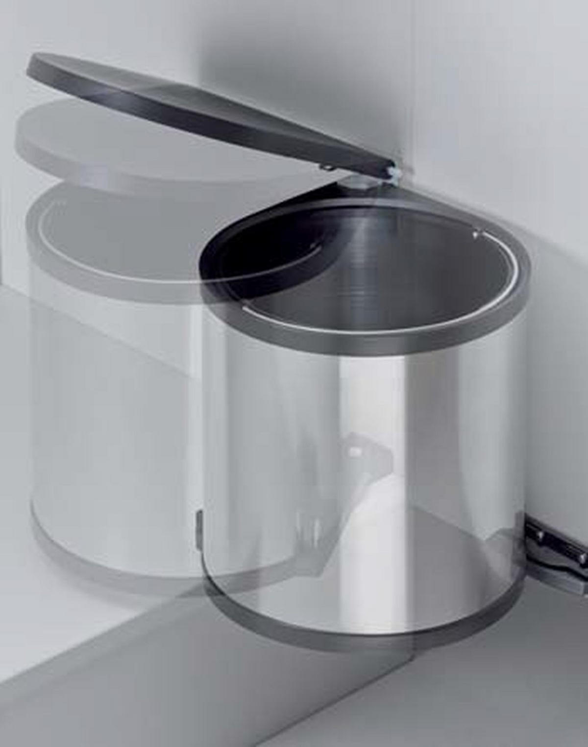 MÜLLEIMER Hailo Mono Küche Einbau ab 40cm Schrank Edelstahl/Schwarz - Edelstahlfarben, Metall (29/29.5/30.4cm) - Hailo