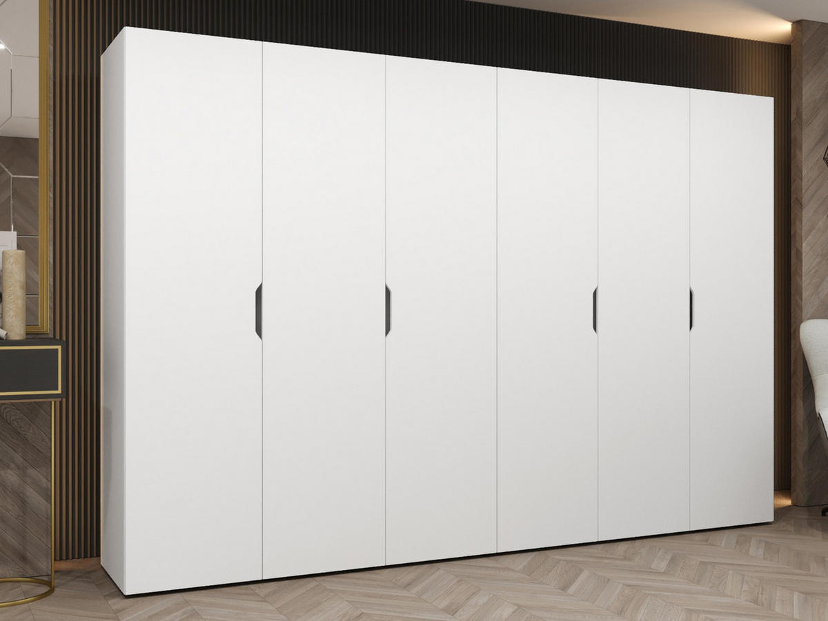 DREHTÜRENSCHRANK Malaga 300 - Weiß, Holzwerkstoff (300/202/52cm) - MIRJAN24