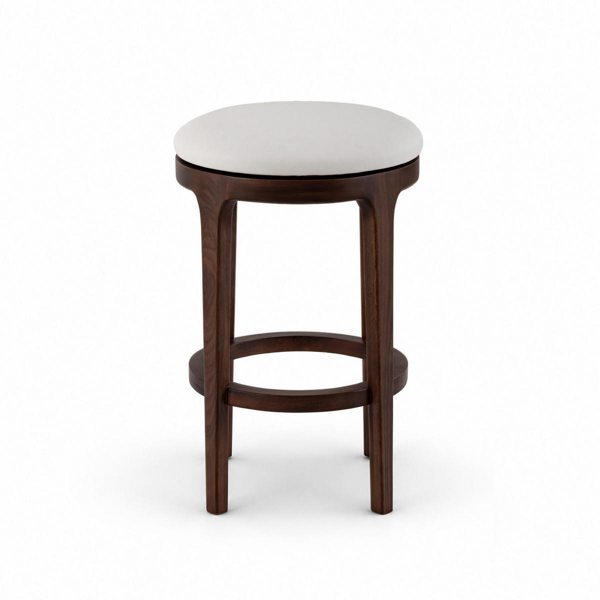 BARHOCKER Nature, Walnuss, Kunstleder Weiß - Walnussfarben, Holz (43/66/43cm) - WOODEK