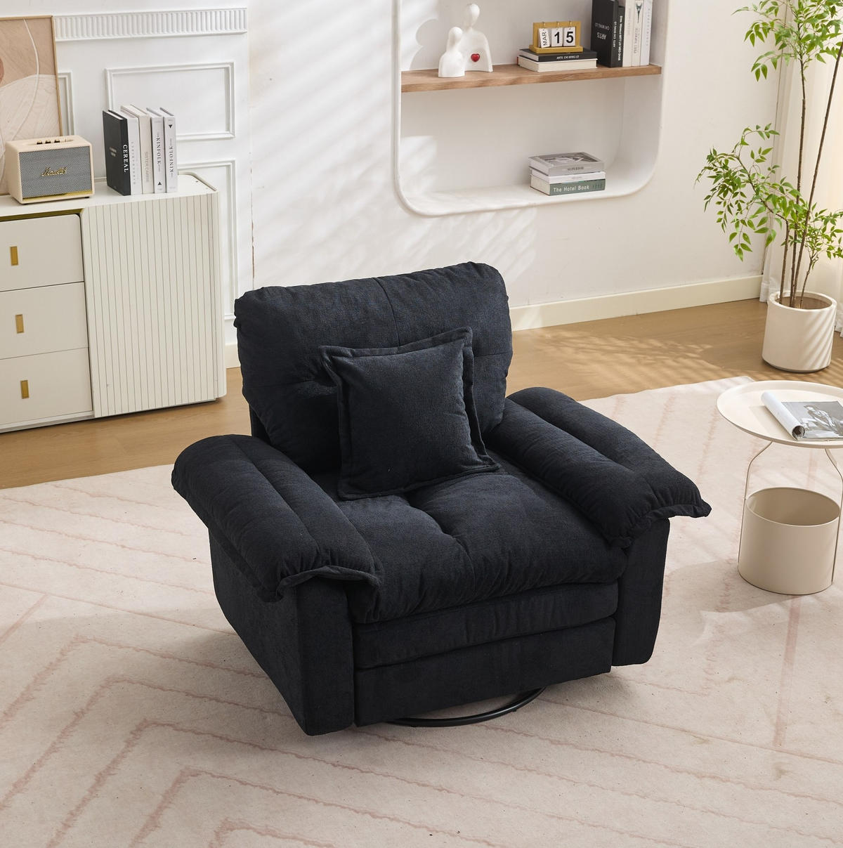SESSEL 116/84/96 cm Schwarz aus Upholstered mit 360°-Drehfunktion - Schwarz, Textil (84/96/116cm) - OKMYHOME