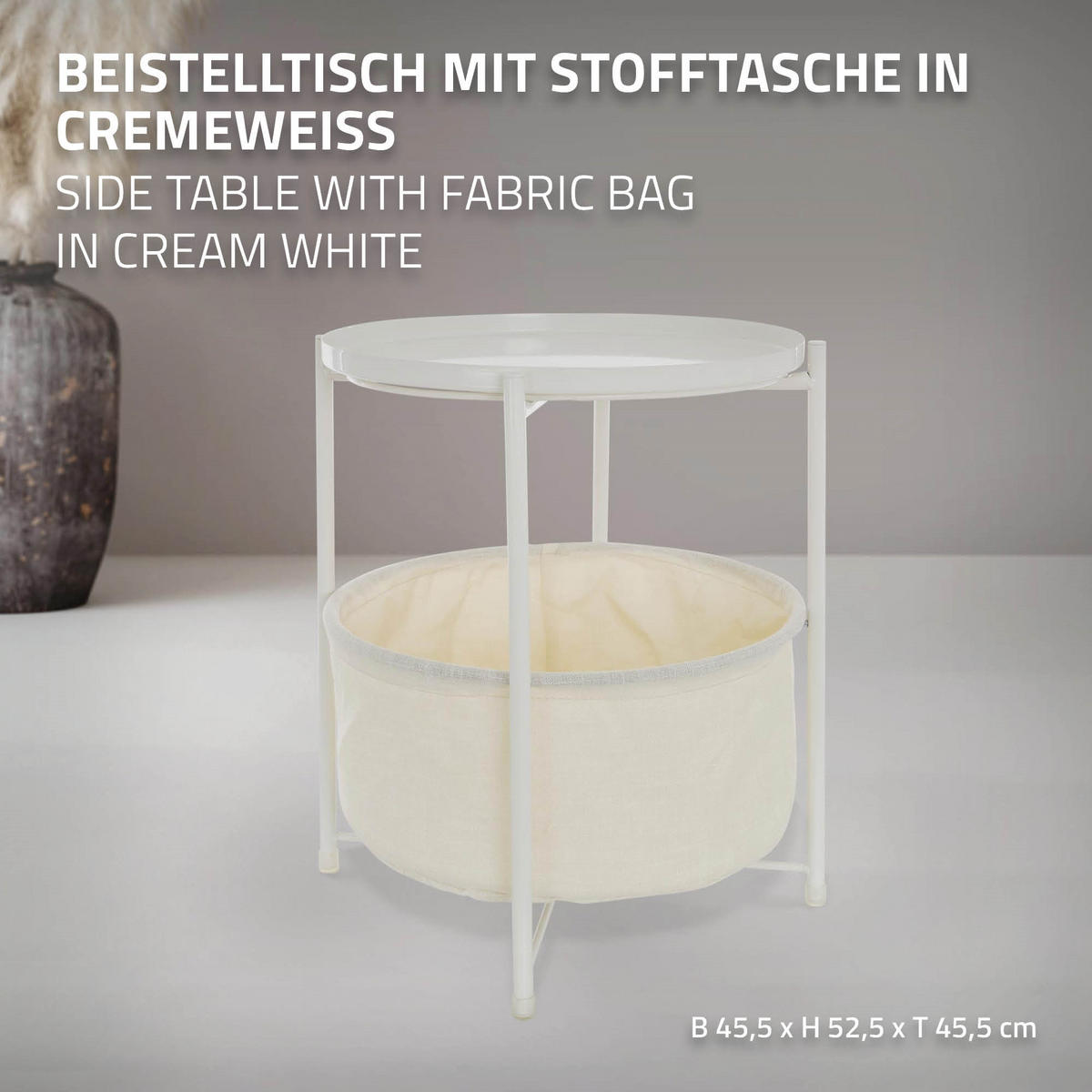 BEISTELLTISCH Rund Weiß 45,5/52,5 cm - Weiß, Metall (52.5/45.5/52.5cm) - ML-DESIGN