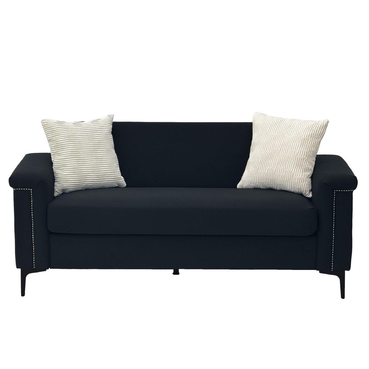 SOFA 2-Sitzer 172 x 72 x 82 cm Leinenstoff Schwarz - Schwarz, Holz (73.5/81.5/172cm) - Meubliv