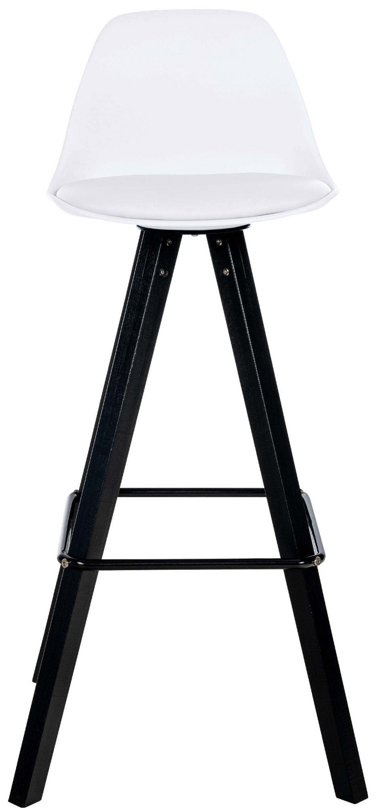BARHOCKER PALMA Weiß Kunstleder Schwarz - Weiß, Leder/Holz (38/99/44cm) - DELUKE