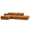 ECKSOFA mit Chaiselongue - Cognac/Schwarz, Leder/Kunststoff (290/173cm) - home24