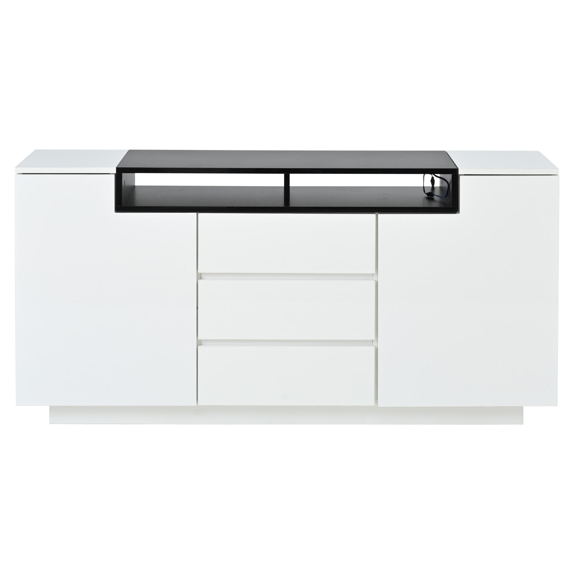 SIDEBOARD Weiß/Schwarz 140/40/68 cm - Weiß, Holzwerkstoff (140/68/40cm) - PANGIVO