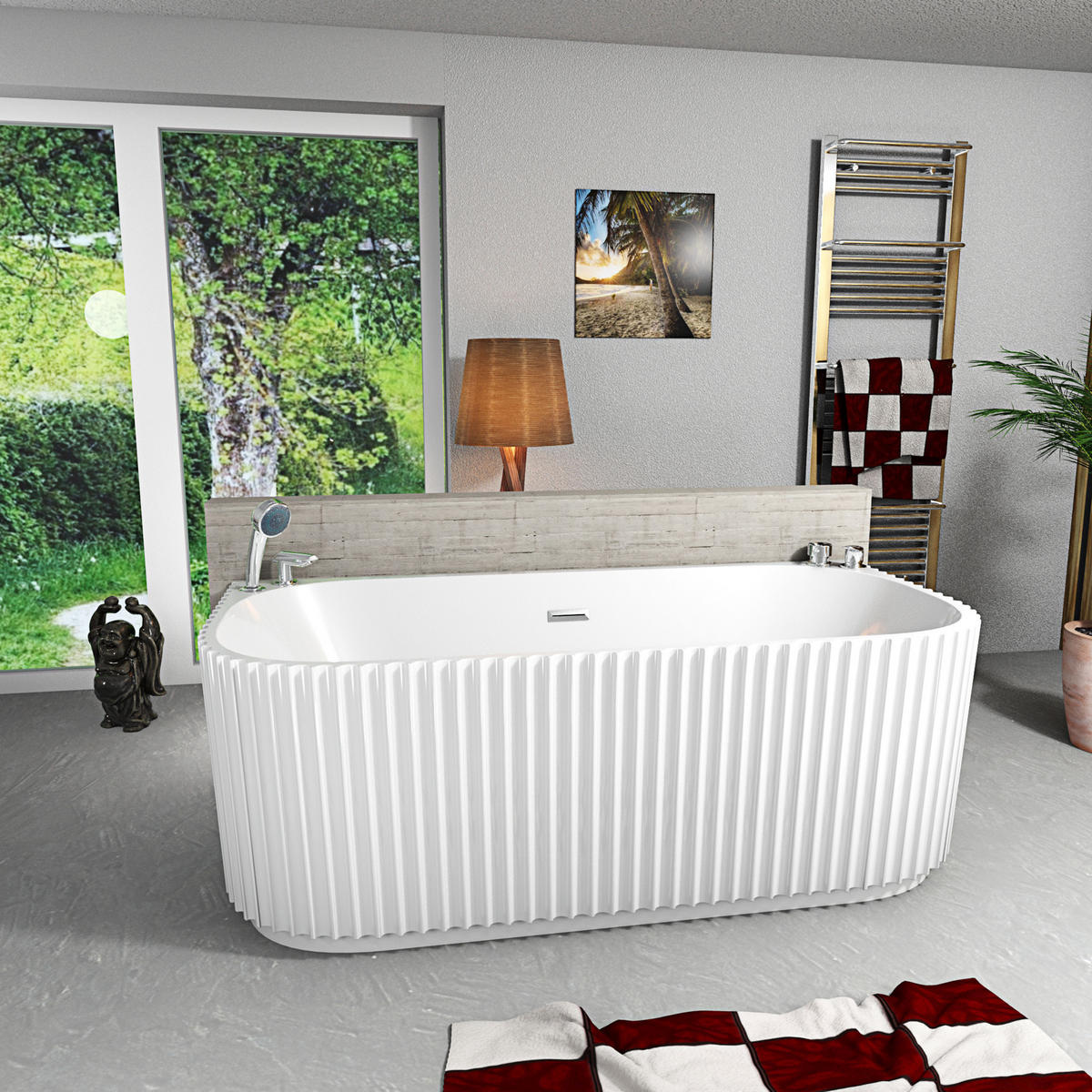 FREISTEHENDE Badewanne Wanne F07 170x80cm Komfort-Armatur - Weiß, Glas/Kunststoff (80/58/170cm) - AcquaVapore by Sandra Jentho