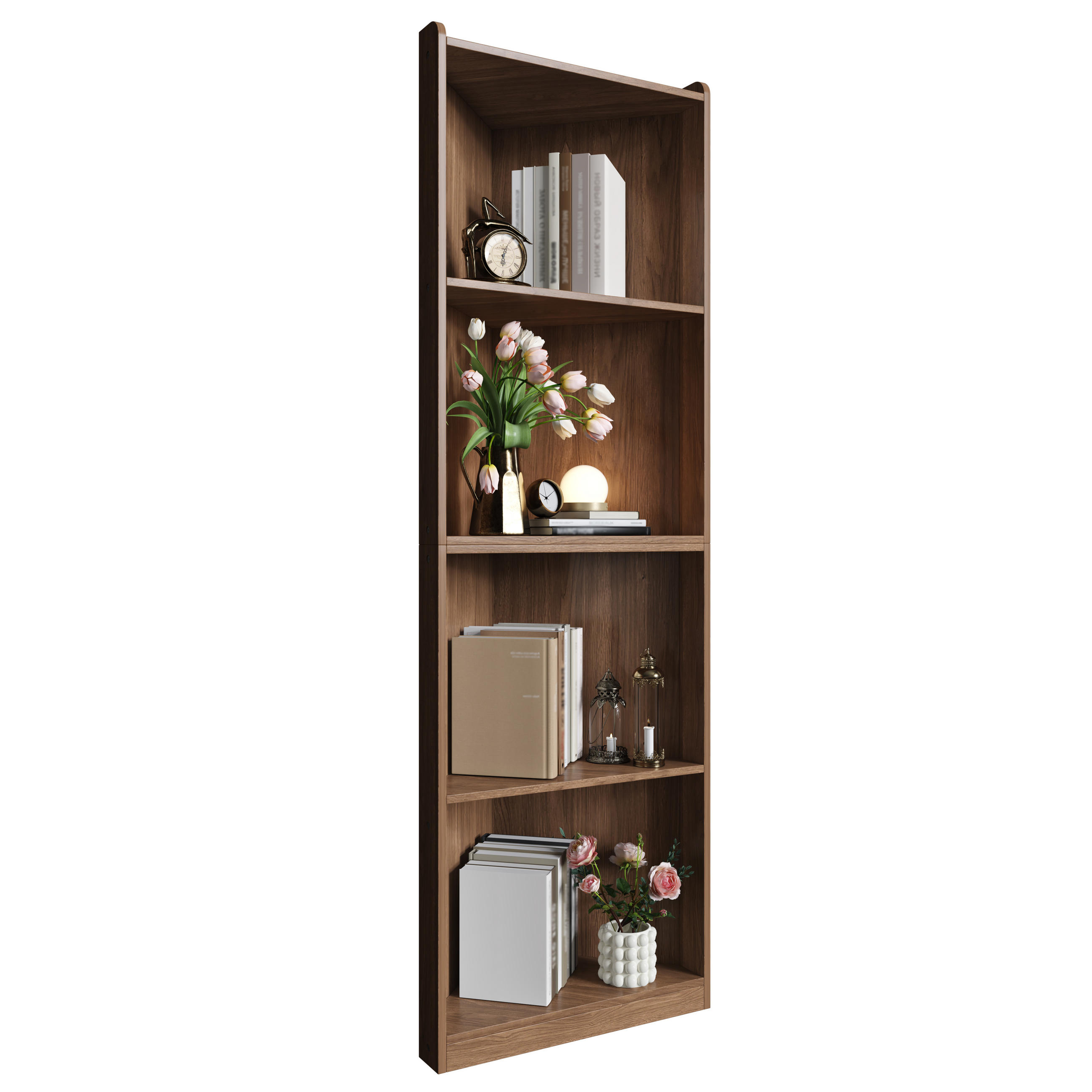 ECKREGAL 55cm Walnuss 180cm Kippschutz platzsparend modern - Braun, Holzwerkstoff (32/180/55cm) - FLIEKS