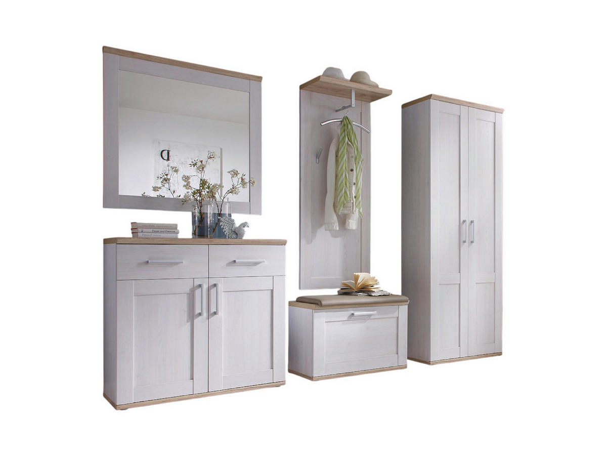 GARDEROBE 5-teilig in 248/201/39 cm - Weiß, Holz (248/201/39cm) - moebel dich auf