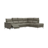 ECKSOFA Borea Echtleder mit 1 x Relaxfunktion Greige - Greige, Leder/Metall (310/220cm)