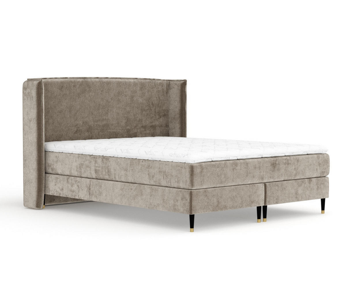 KONTINENTALBETT Ardis Beige 160/200 cm mit Matratze und Topper - Beige/Schwarz, Holz/Holzwerkstoff (160/200cm) - Maison de Reve