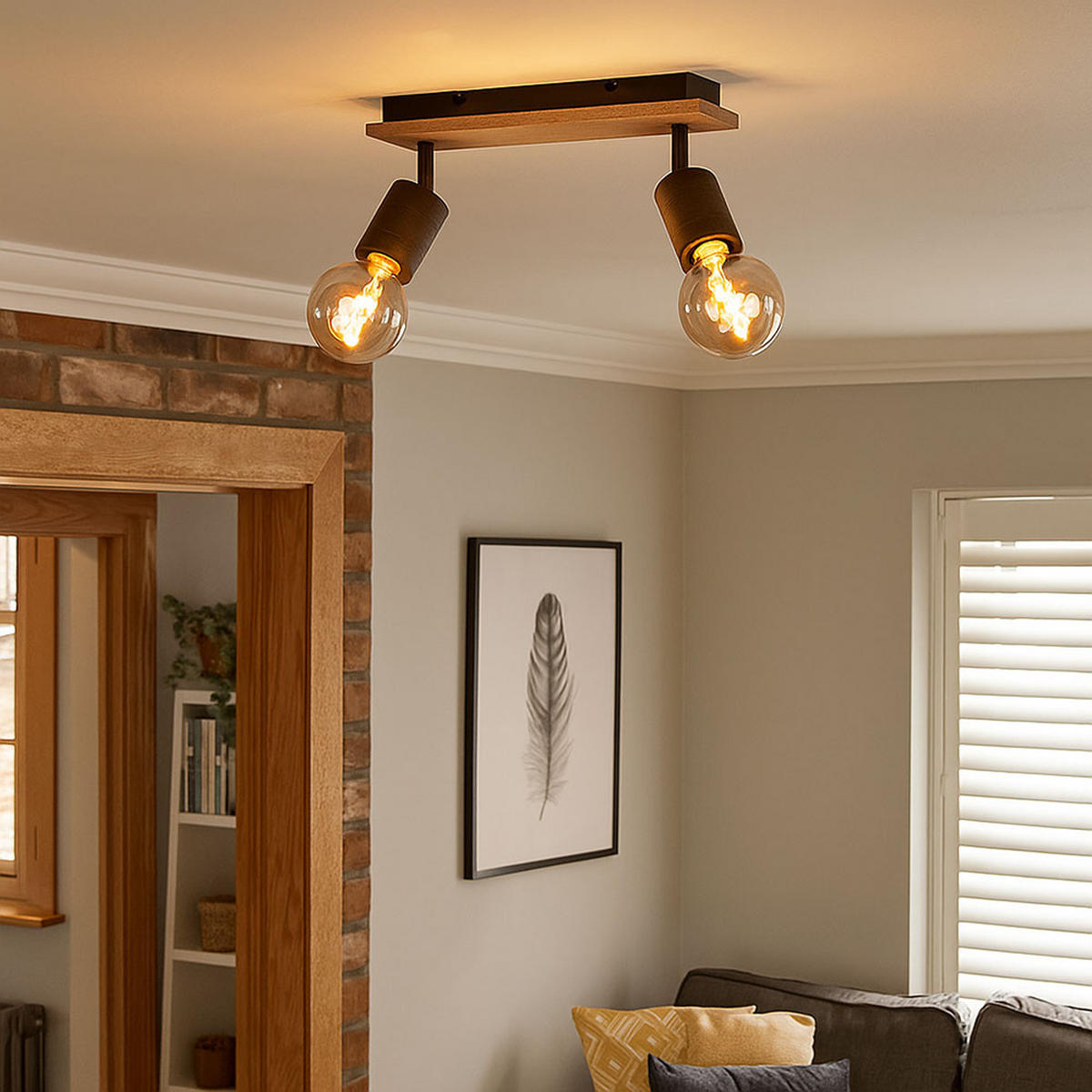 LED DECKENLEUCHTE JOSELLA Holz Braun - Braun, Holz (31/10/18cm) - Globo Lighting