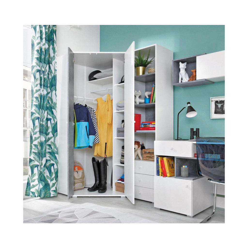 Thumbnail - Deine Möbel 24 Jugendzimmer, Weiß, Grau, Holzwerkstoff, 704x190x94 cm, Kinder- & Jugendzimmer, Jugendmöbel, Komplette Ki...