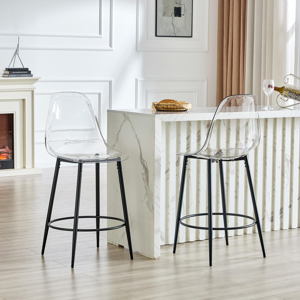 BARHOCKER DE-36535 2er Set mit transparenter Rückenlehne Schwarz - Schwarz, Metall (48.5/102/48.5cm) - ComfortXL
