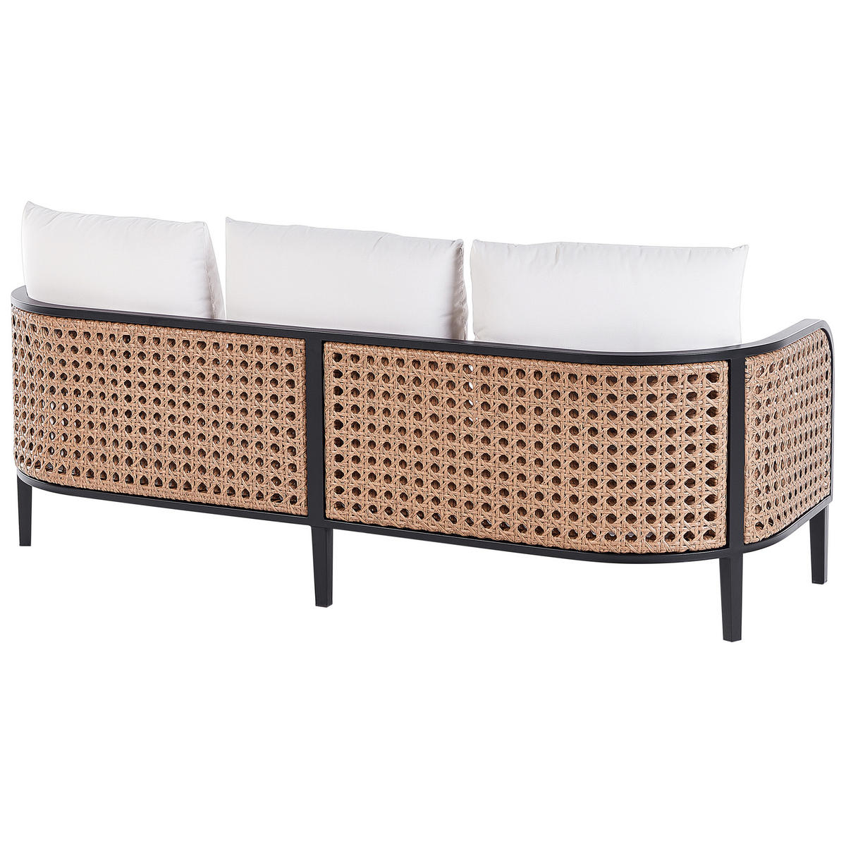 GARTENSOFA 3-Sitzer Aluminium weiß Montefalco - Creme, Metall (74/87/200cm) - Beliani