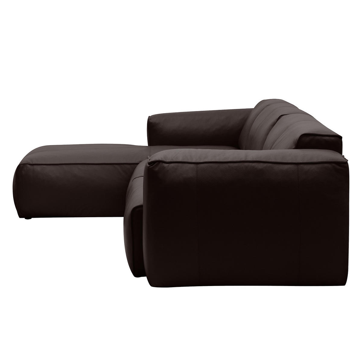 3-SITZER ECKSOFA mit Longchair - Dunkelbraun/Schwarz, Leder/Kunststoff (317/173cm) - home24