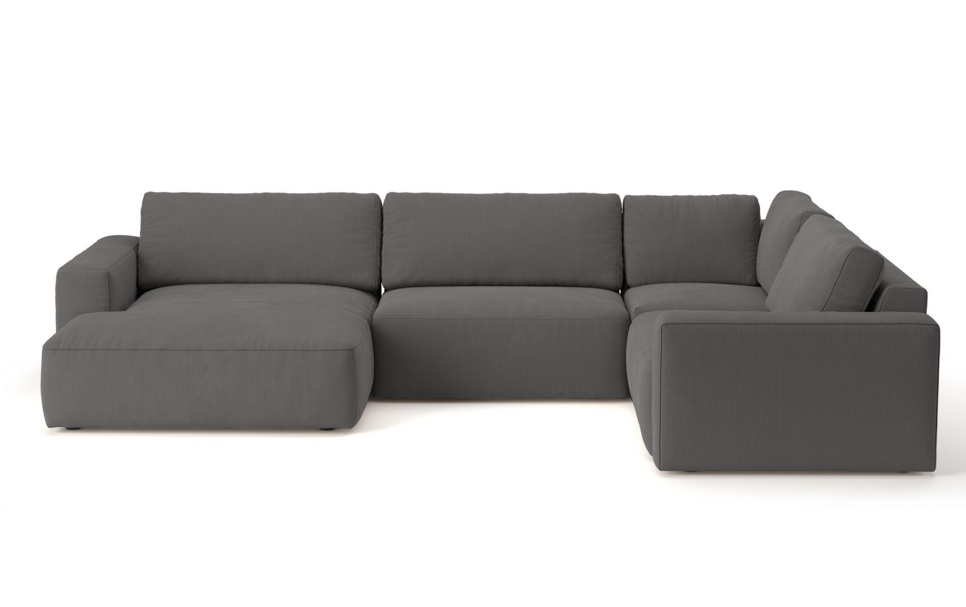 WOHNLANDSCHAFT mit wasserabweisendem Stoff - Dunkelgrau/Schwarz, Holz/Kunststoff (249/89/367cm) - Cotta