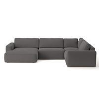 WOHNLANDSCHAFT mit wasserabweisendem Stoff - Dunkelgrau/Schwarz, Holz/Kunststoff (249/89/367cm) - Cotta