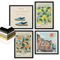 WANDBILDER 4er-Set - 50x50 cm & 40x60 cm Schwarzer Rahmen - Fruchtmuster der italienischen Kultur - Schwarz, Kunststoff (50/50cm) - ArtPrintCave