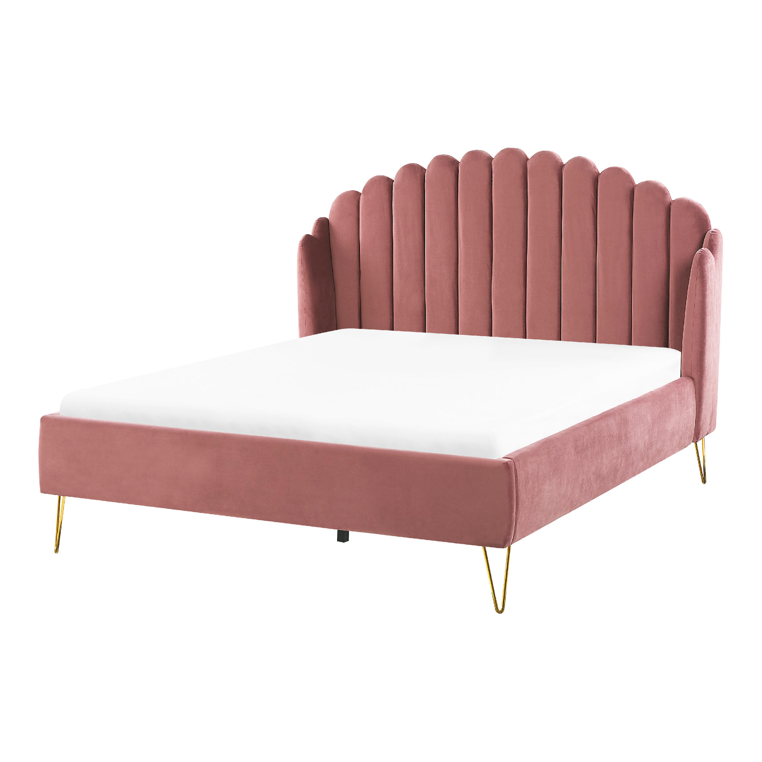 POLSTERBETT 140/200cm Rosa Ambillou - Pink, Textil (140/200cm) - Beliani