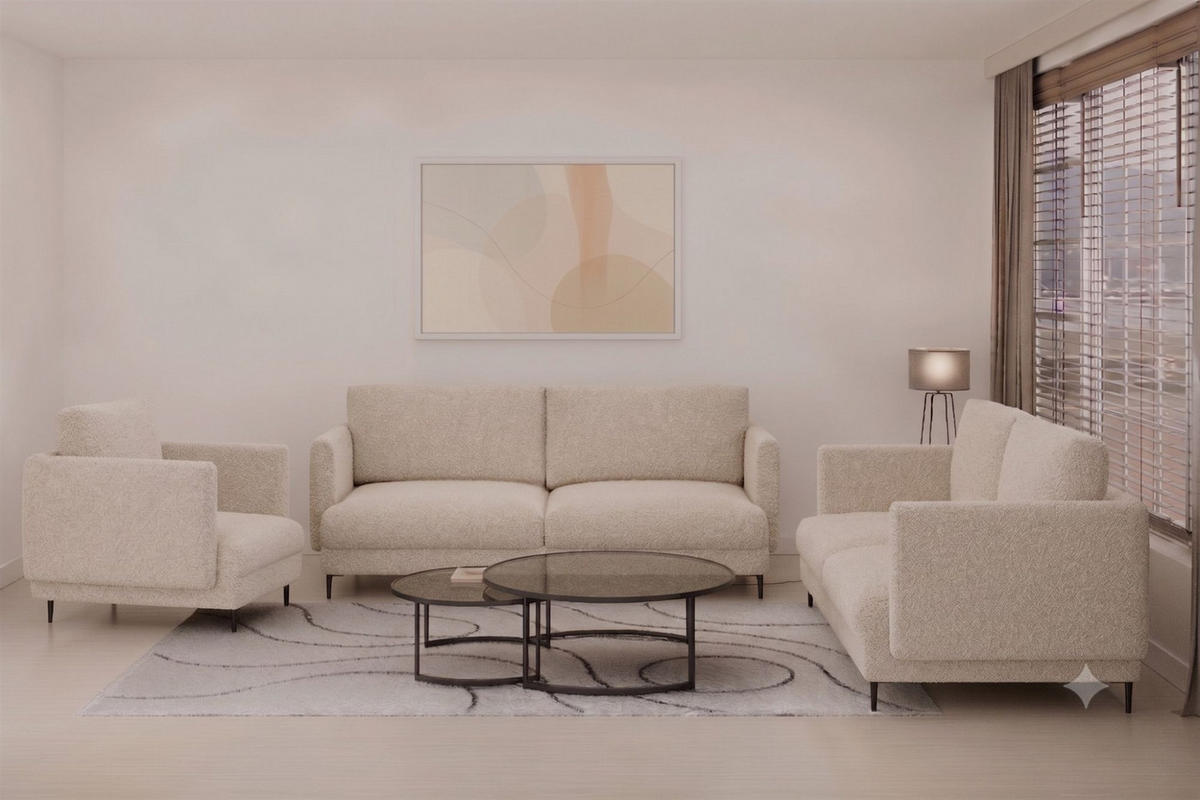 SOFA Helmer 3-sitzer In Stoff Baloo - Beige, Holzwerkstoff/Textil (226/95/95cm) - Fun Möbel