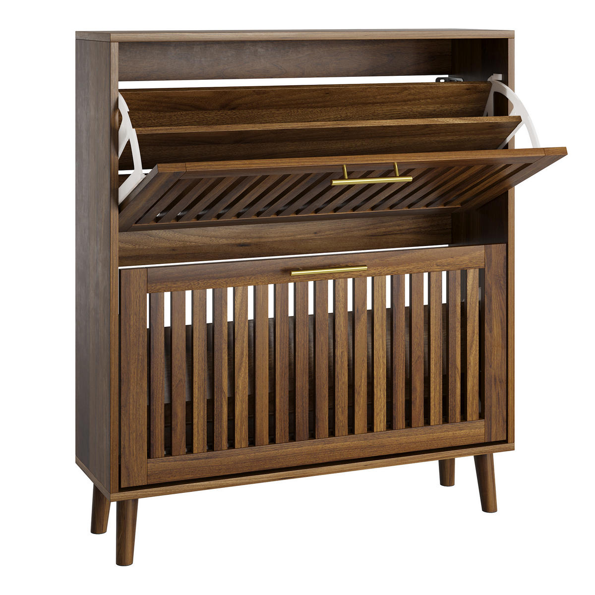 SCHUHSCHRANK Walnuss 80/24/93 cm - Walnussfarben, Holzwerkstoff (80/93/24cm) - PANGIVO