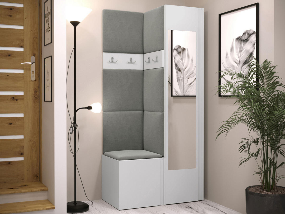 MOBILIER PENTRU HOL Orion XXV - alb/gri, material plastic/compozit lemnos (82/186/46cm) - MIRJAN24