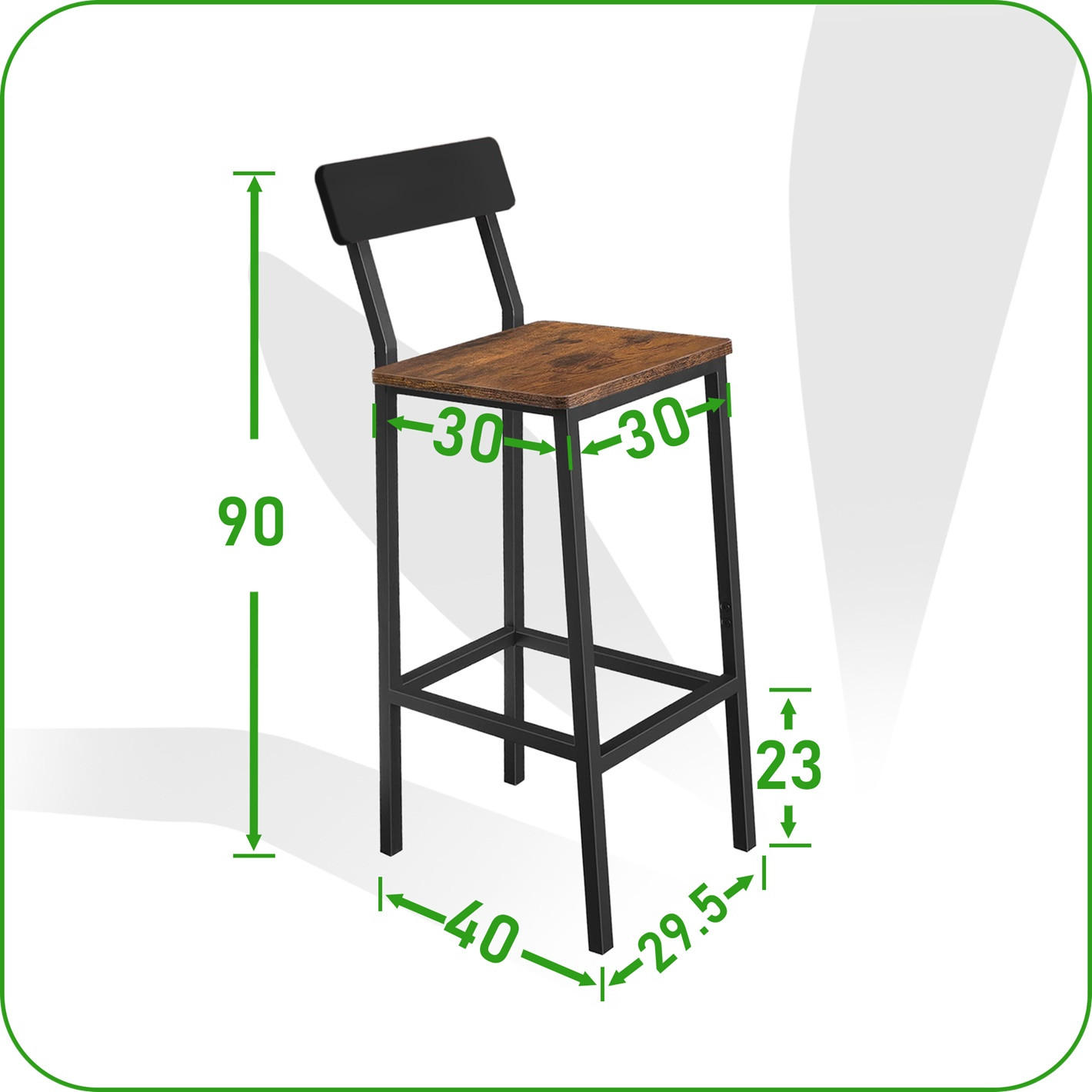 BARHOCKER mit Lehne Metall Dunkelbraun Schwarz 40/30/90 cm - Dunkelbraun/Braun, Holzwerkstoff/Metall (30/90/40cm) - Begryf