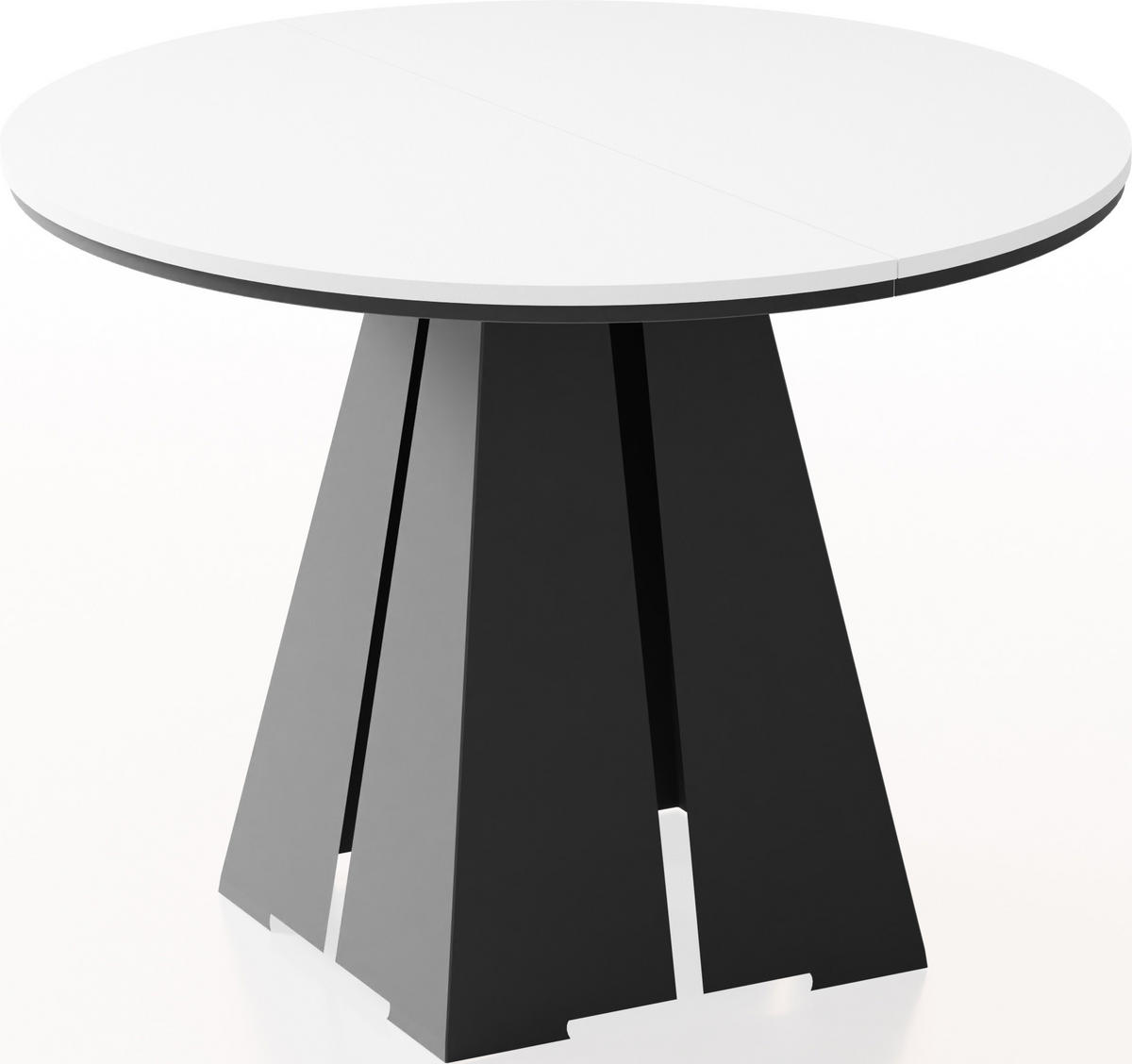 ESSTISCH Kova runder ausziehbarer, Weiß 120-200/120/76 cm - Schwarz/Weiß, Holzwerkstoff/Metall (120/120/76cm) - WFL GROUP