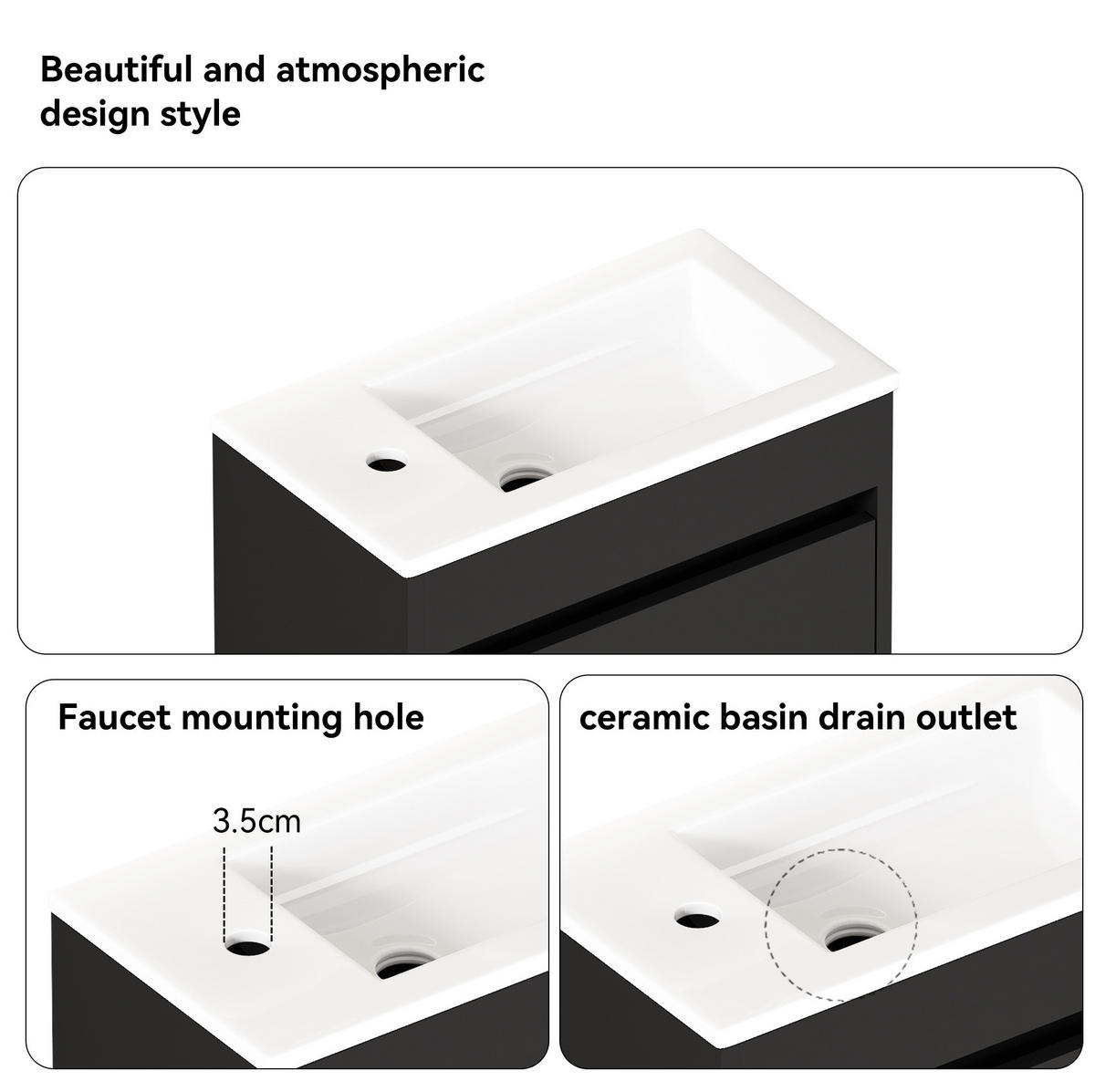 BADSCHRANK mit Soft-Close-Tür 46 cm Schwarz - Schwarz, Holzwerkstoff (26/51.5/46cm) - Beauniv