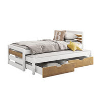 JUGENDBETT CATRIN 80/180 cm in Weiß + Eiche - Eichefarben/Weiß, Holz/Holzwerkstoff (80/180cm) - Deine Möbel 24