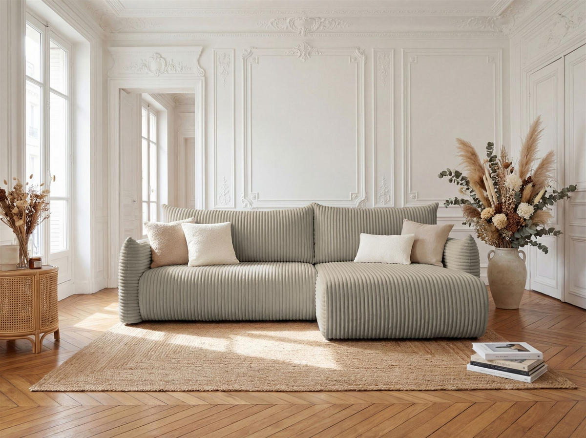 ECKSOFA Mailand Mit Schlaffunktion - Taupe, Holzwerkstoff/Textil (260/154cm) - Fun Möbel
