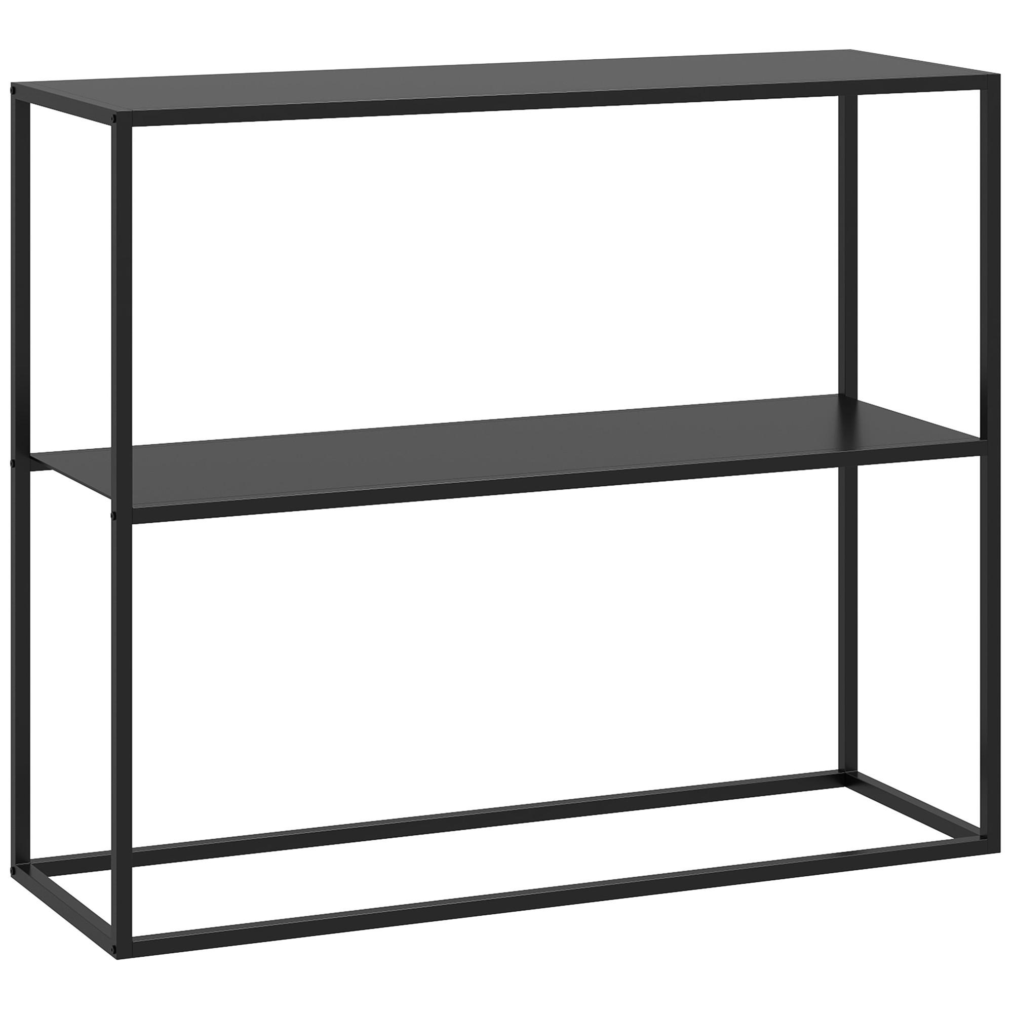 KONSOLENTISCH, 2 Etagen, 90 x 30 x 75cm - Schwarz, Metall (90/30/75cm) - HOMCOM