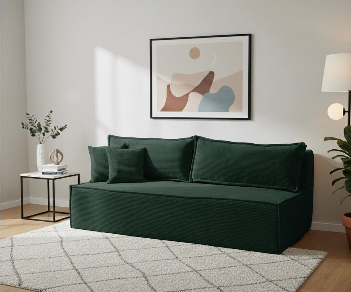 SCHLAFSOFA mit Schlaffunktion Timo, Grün Cordstoff - Grün, Textil (200/80/93cm) - VENASI MÖBEL