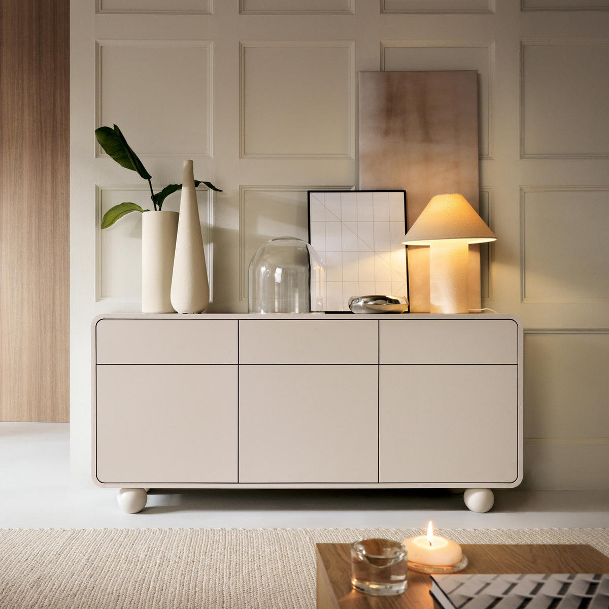 KOMMODE Kaschmir 160 cm Boheme, 3 Türen, 3 Schubladen - Kaschmir, Holz (160/75/39cm) - Emporius