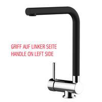 VORFENSTER-KÜCHENARMATUR, Umklappbar 6 CM, Verchromt und Schwarz Granit, 360° schwenkbar, LINKER HEBEL - Schwarz, Metall (20/31.3/20cm) - VIZIO