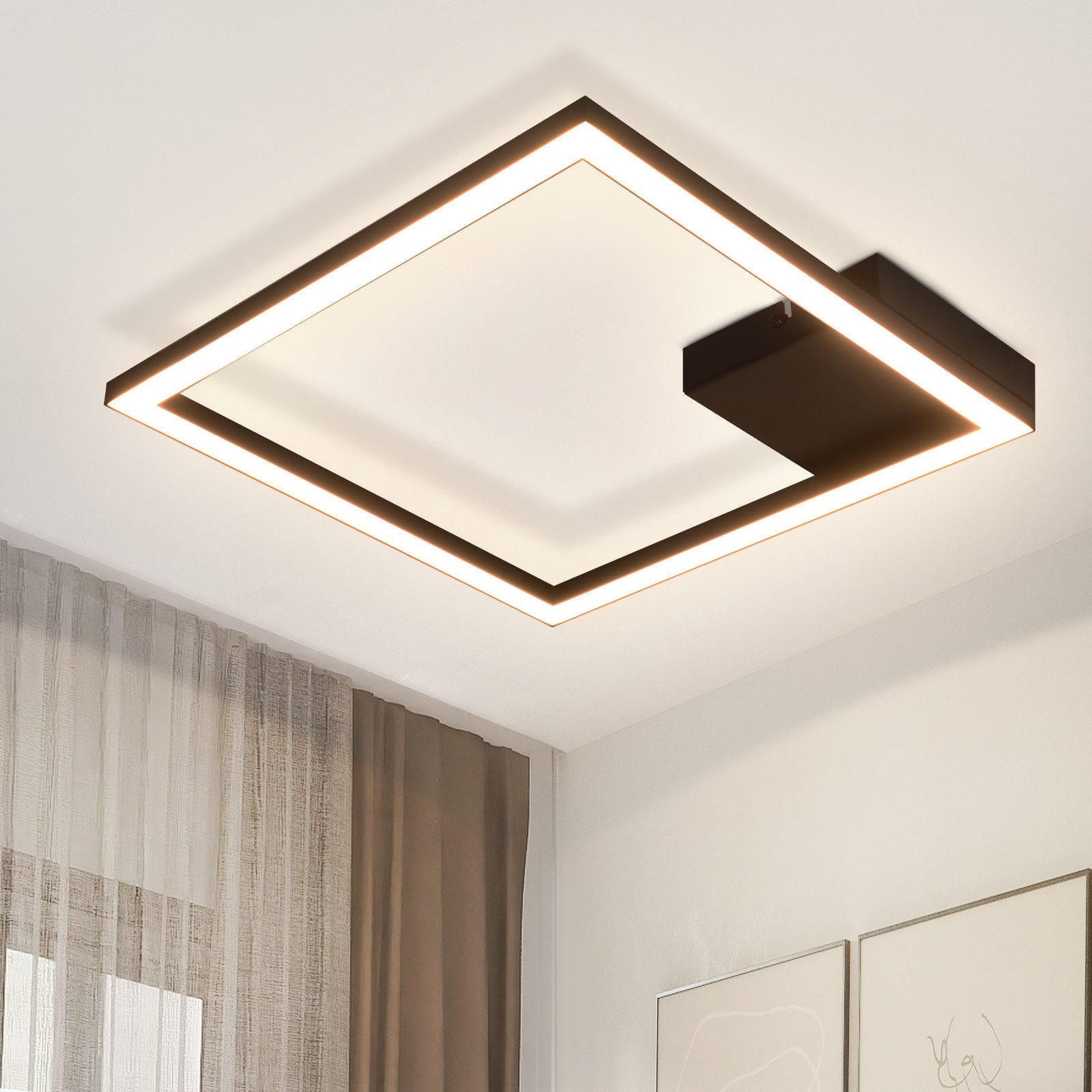 LED-DECKENLEUCHTE Eisenach 29.4/29.4/3.8 cm - Schwarz, Metall (29.4/29.4/3.8cm) - Nettlife