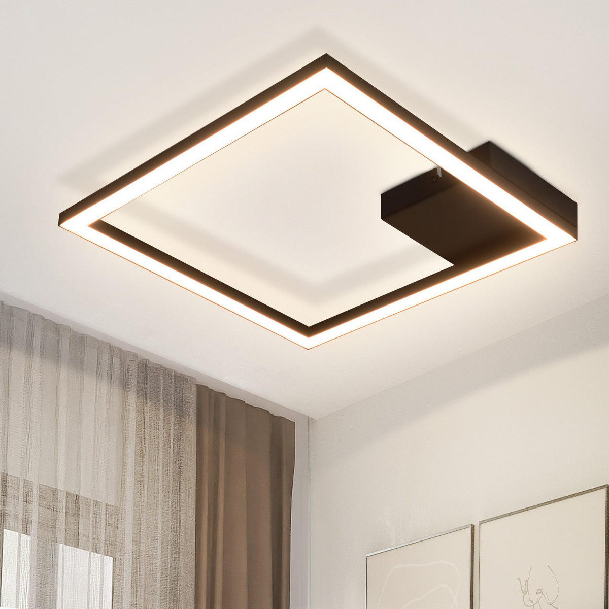 LED-DECKENLEUCHTE Eisenach 29.4/29.4/3.8 cm - Schwarz, Metall (29.4/29.4/3.8cm) - Nettlife