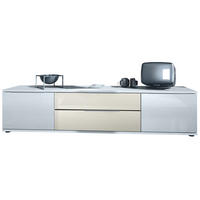 LOWBOARD Linio Creme Hochglanz - Weiß Hochglanz/Creme, Holzwerkstoff (166.5/37.5/35cm) - Vladon