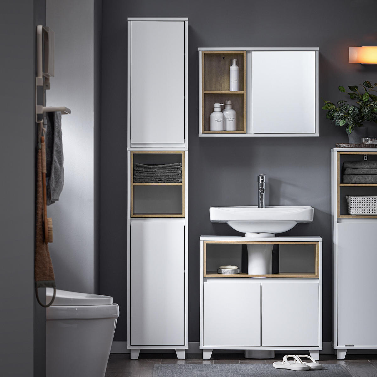 HOCHSCHRANK Weiß - Weiß, Holzwerkstoff (30/170/30cm) - SoBuy
