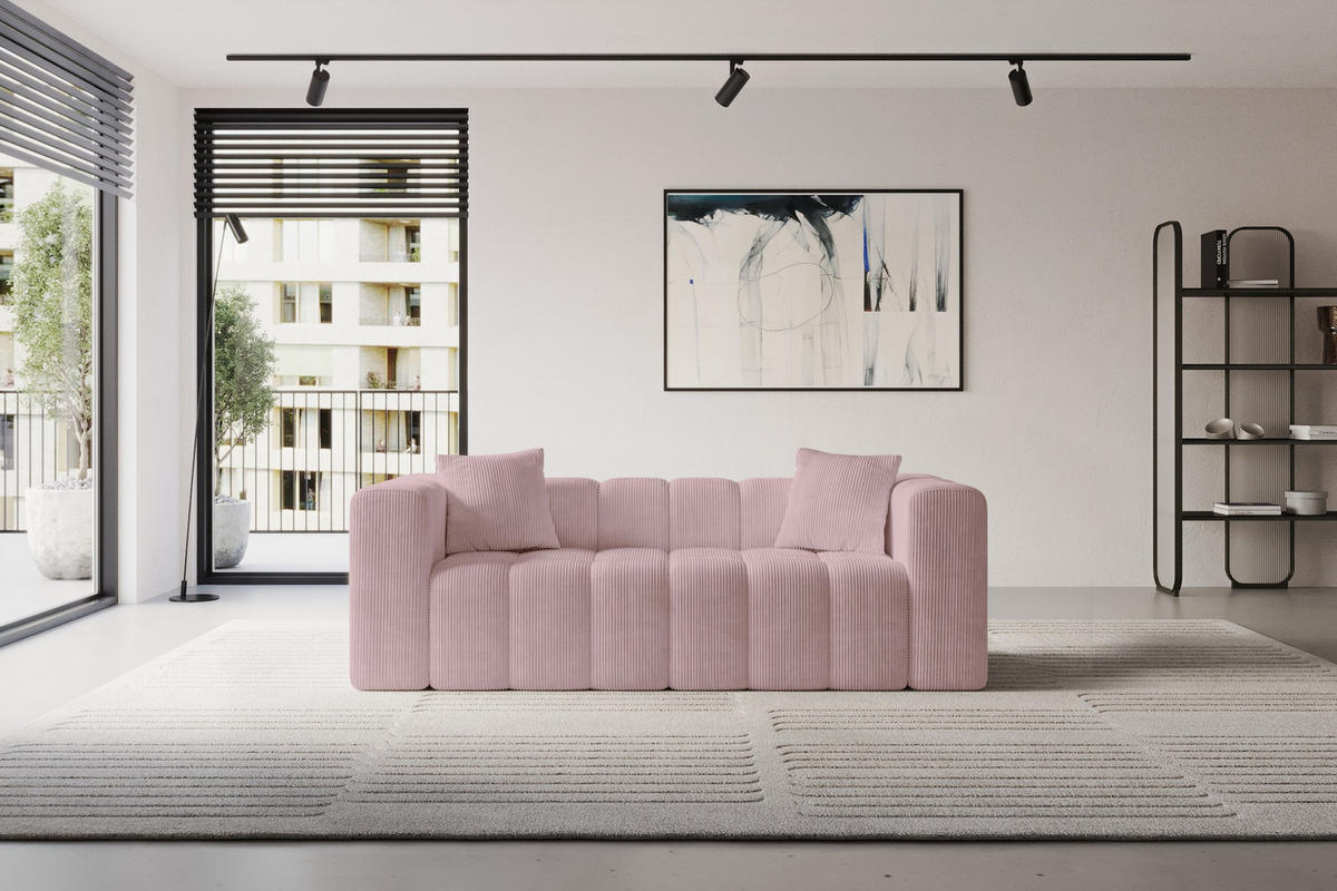 POHOVKA 2-MÍSTNÁ DONY-2 232x90x71 cm Růžová Manšestr - růžová/černá, kompozitní dřevo/textil (232/71/90cm) - ALTDECOR