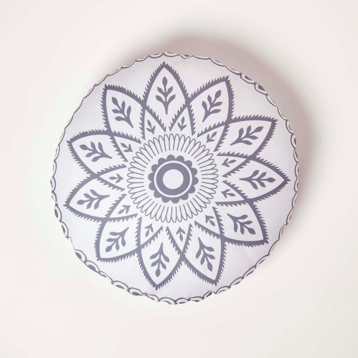 OUTDOOR-KISSEN HENNA rund 2er-Set 40 cm – Mandala-Muster - Grau, Textil (40/40cm) - Homescapes