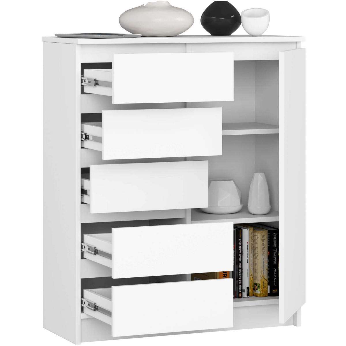 KOMMODE Weiß 80x35x97 cm - Weiß, Holzwerkstoff (80/97/35cm) - Akord