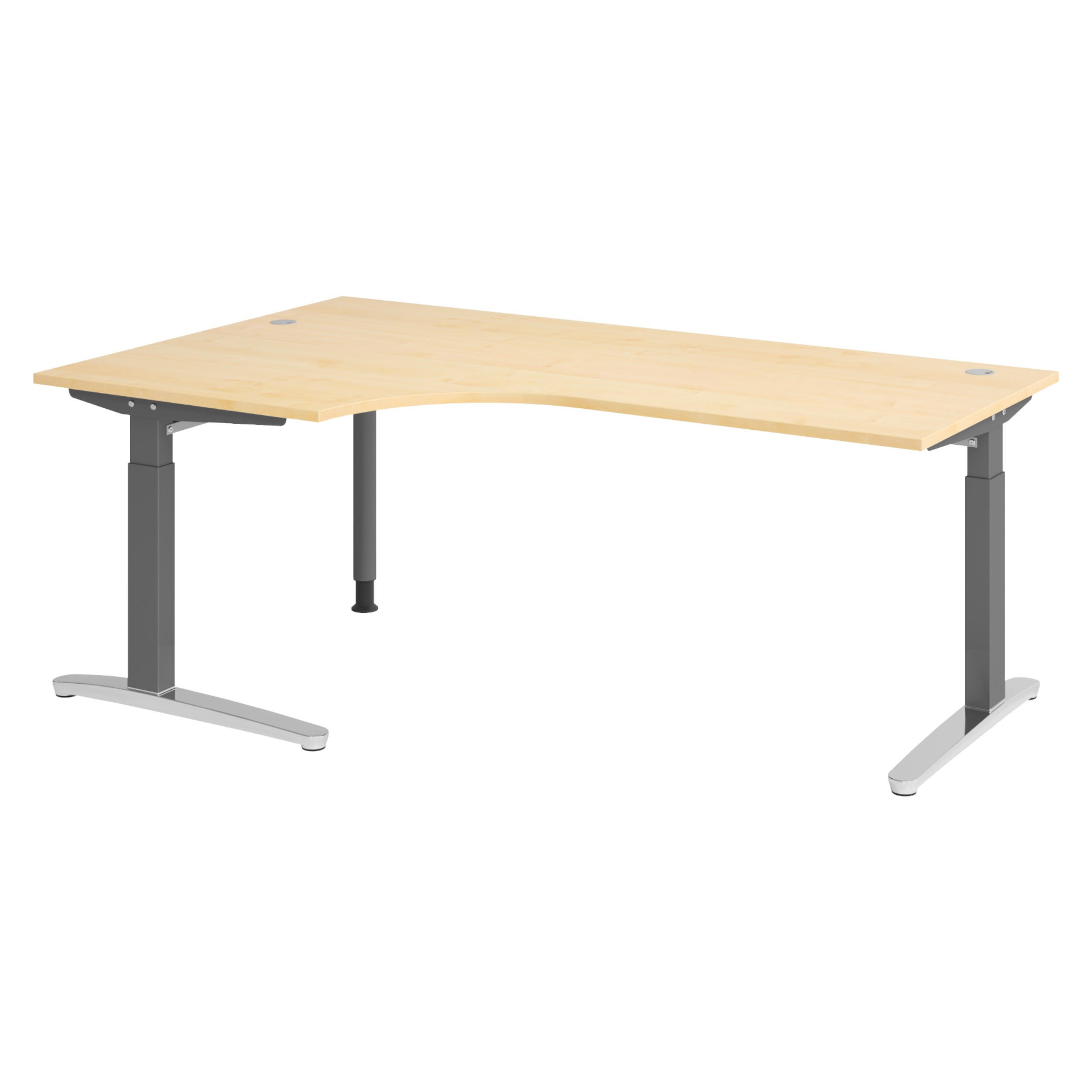 bümö Schreibtisch Ahorn, Graphit, Silber 200x74x120 cm