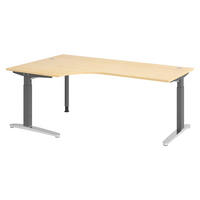SCHREIBTISCH Serie-XB 120/200/74 cm in Ahornfarben/Graphitfarben/Alu poliert - Silberfarben/Ahornfarben, Holzwerkstoff (120/200/74cm) - bümö
