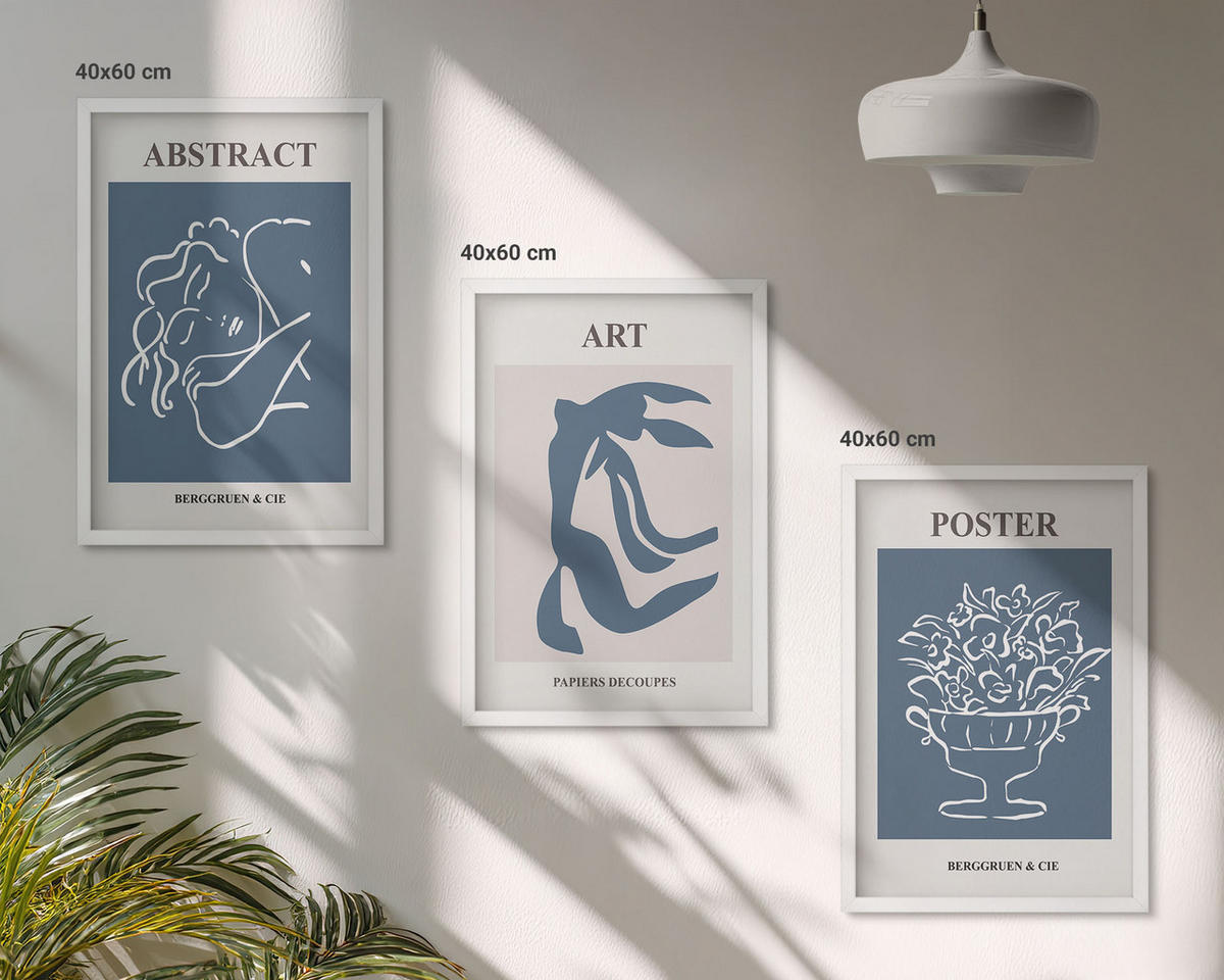 BILDER SET 3er Set - 40x60 cm Weißer Rahmen - Matisses stilvolle abstrakte Muster - Weiß, Kunststoff (40/60cm) - TULUP