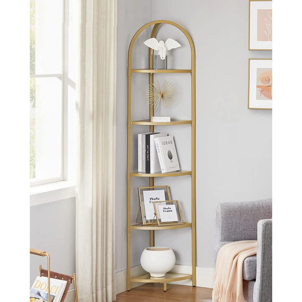 Thumbnail - Hansiro Eckregal, Gold, Glas, 28x158x28 cm, Wohnzimmer, Regale, Eckregale