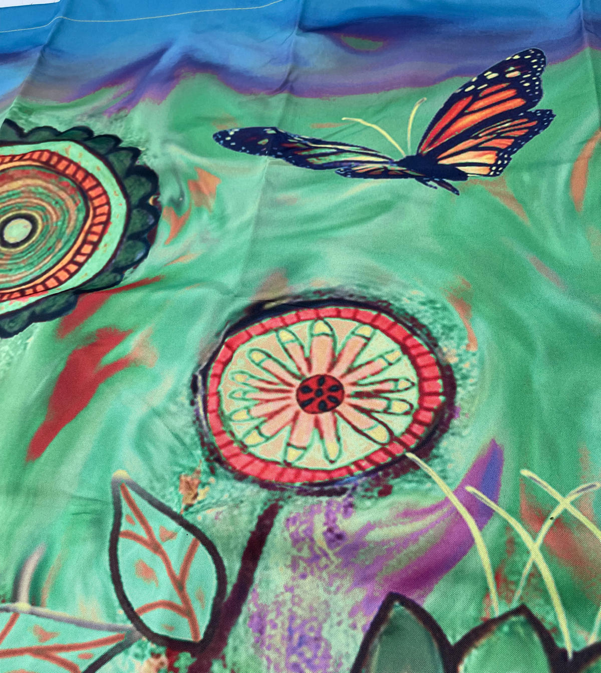 PARAVENT 1-tlg. 180x78 cm Green Flowers - Multicolor/Grün, Metall (78/180cm) - QUICK STAR