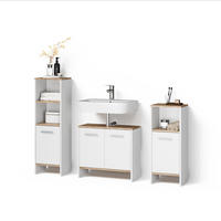 BADMÖBEL-SET Amalfi Weiß/Goldkraft Eiche 3-teilig - Honigeiche/Weiß, Holzwerkstoff (131.4/108.2/26.3cm) - Livinity®