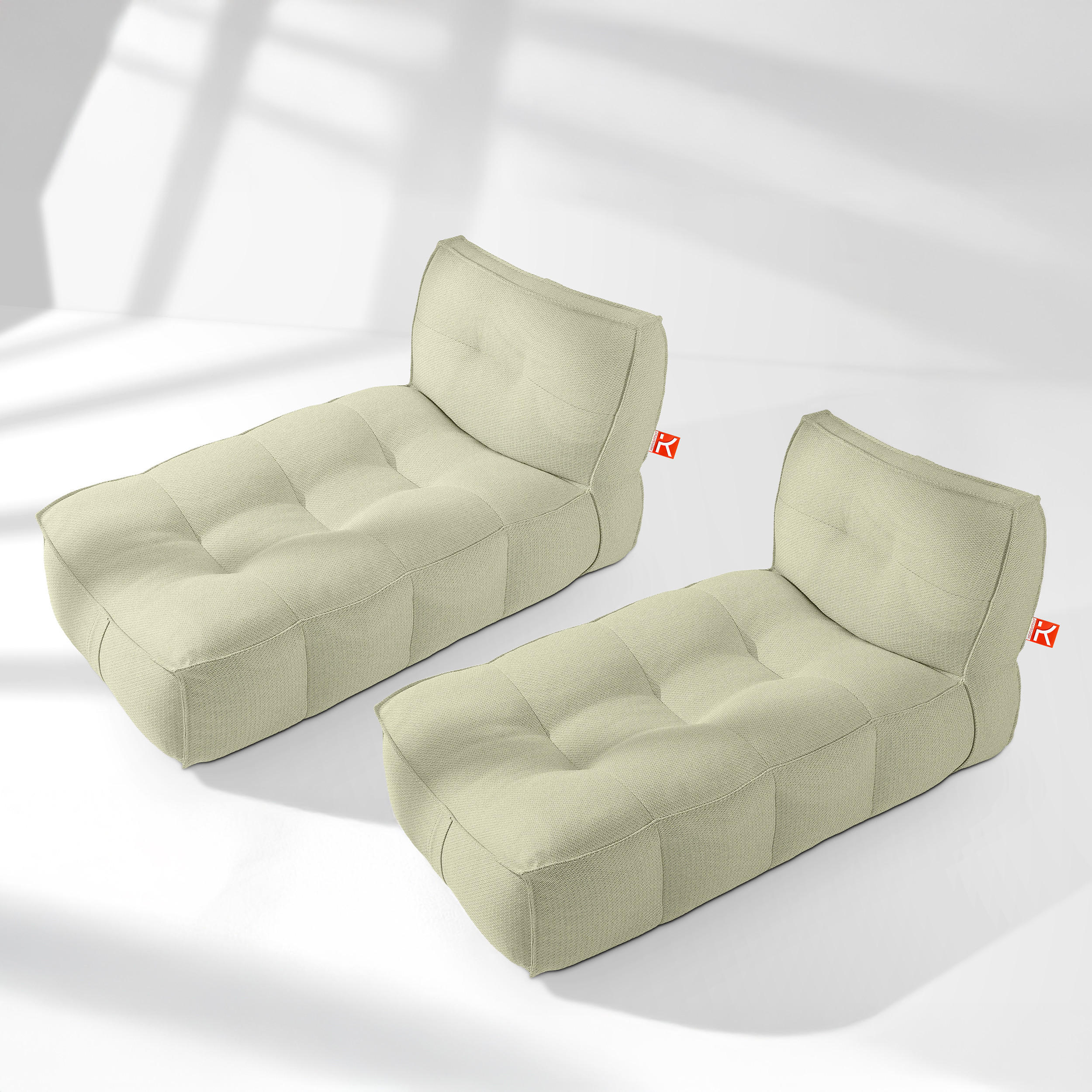 GARTENLIEGE LOVIA Sonnenliege 2-er Set, Hellgrün/Weiß - Hellgrün, Textil (90/82/174cm) - KONSIMO®